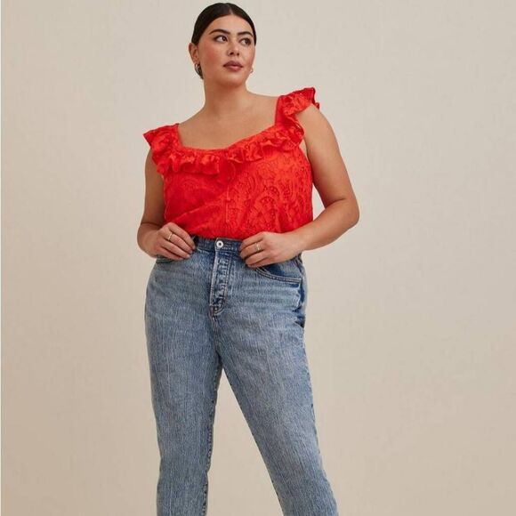 NWT Torrid Plus Size 2X 18-20 Lace Ruffle Cami Blouse Top - Picture 1 of 6